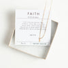 Small gold cross necklace and faith verse card