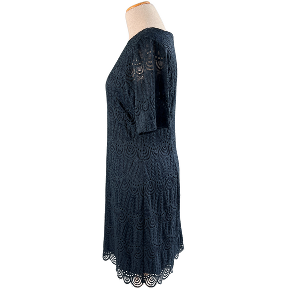 Size 10P | Sharagano Navy Stretch Lace Dress