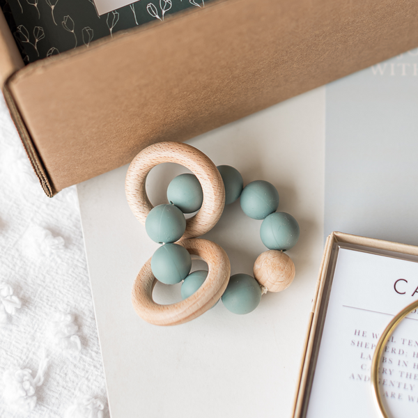 CLOSEOUT FINAL SALE Wood and Silicone Baby Teether
