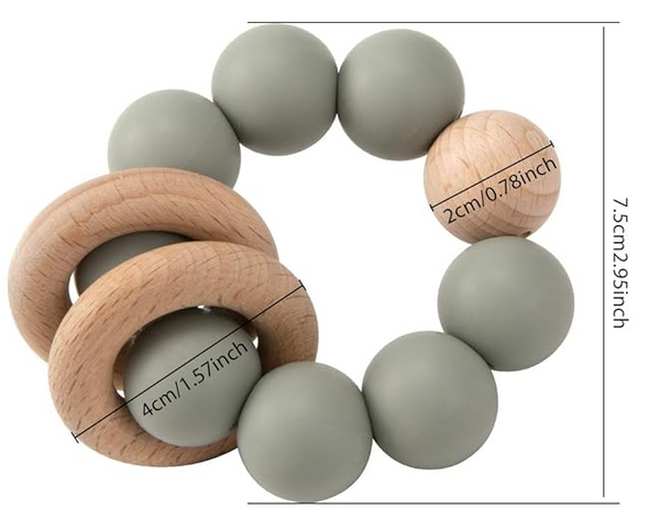 CLOSEOUT FINAL SALE Wood and Silicone Baby Teether