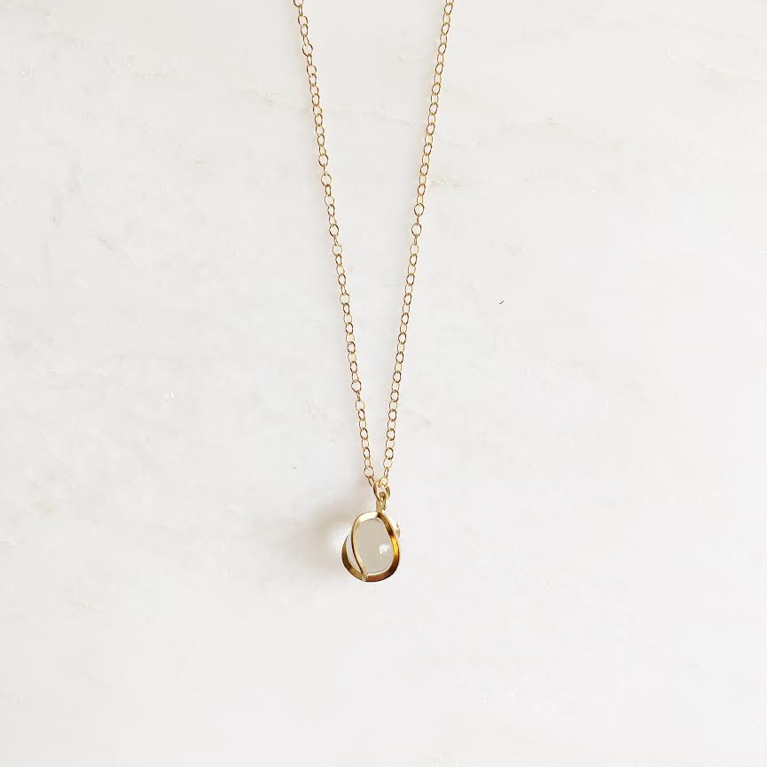 Lantern glass bead gold necklace