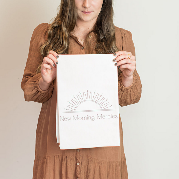 MERCIES TEA TOWEL · LAMENTATIONS 3:22