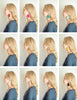 blonde model wearing different colors of earrings