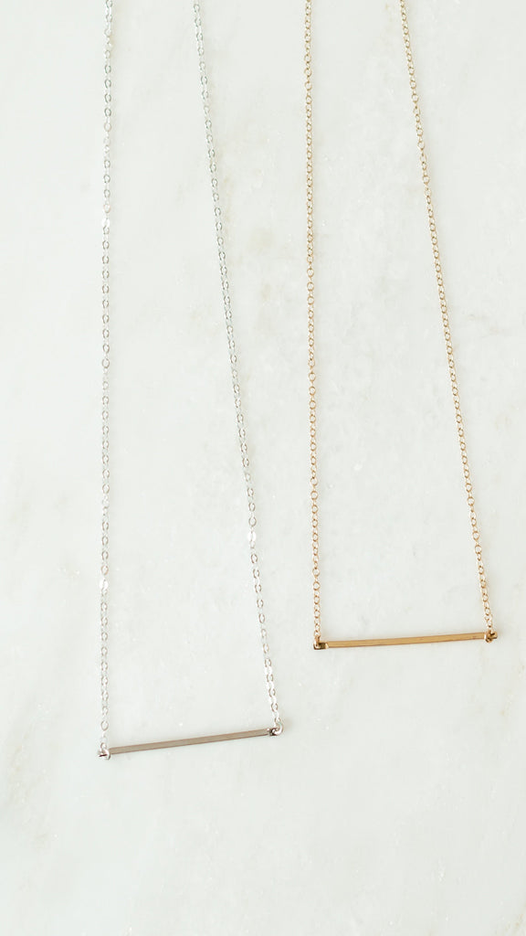 Path gold and silver bar necklaces