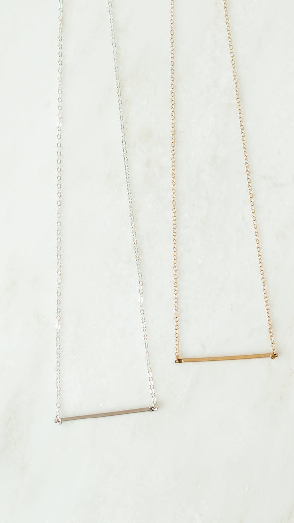 Path gold and silver bar necklaces