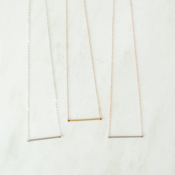 Path gold and silver bar necklaces