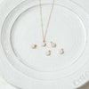 Salt white druzy stone gold necklace and loose druzy stone pendants on plate