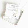 Portion green and white natural stone gold necklace and verse card