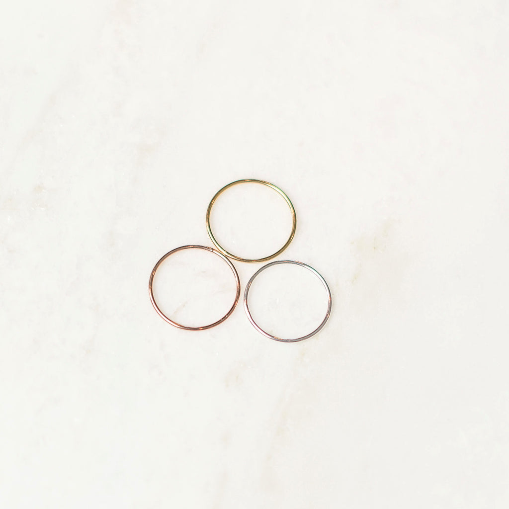 Gold silver rose gold thin band Priority rings