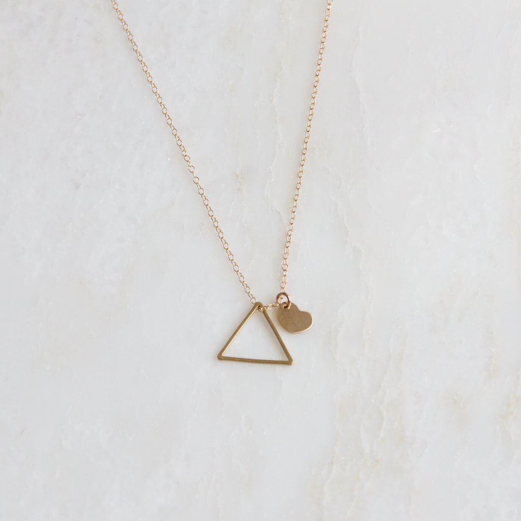 Together adoption gold necklace triangle and heart